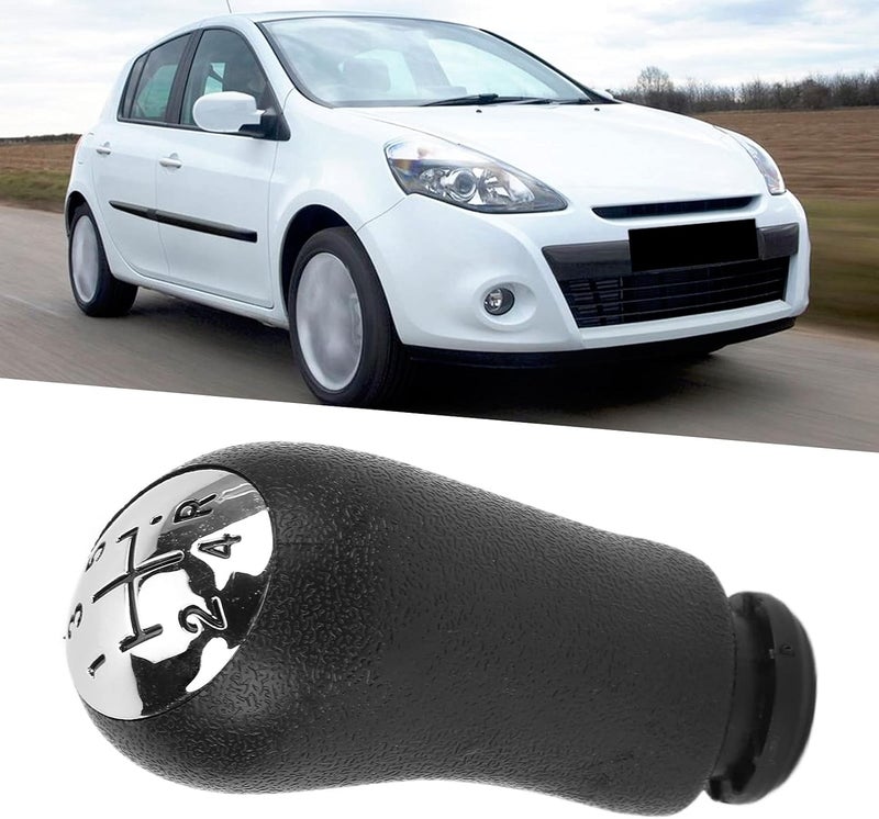 Gear Shift Knob Replacement for CLIO III 2005-2009, Silver Black ABS Material, 5 Gears - Stylish Car Interior Upgrade, Easy Installation, Perfect Fit for Megane and Scenic (5th Gear) - Image 1
