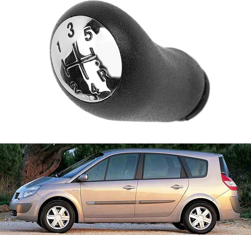 Gear Shift Knob Replacement for CLIO III 2005-2009, Silver Black ABS Material, 5 Gears - Stylish Car Interior Upgrade, Easy Installation, Perfect Fit for Megane and Scenic (5th Gear) - Image 4