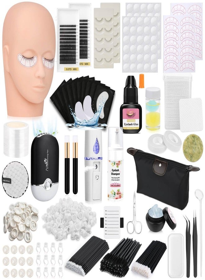 Tetutor Lash Kits Extensions Kit for Beginners, Eyelash Lash Extension Kit for Beginners with Lash Mannequin Head, Lash Extension Practice Kit Starter Kit with Everything USB Fan, Lash Glue, Shampoo - Image 1