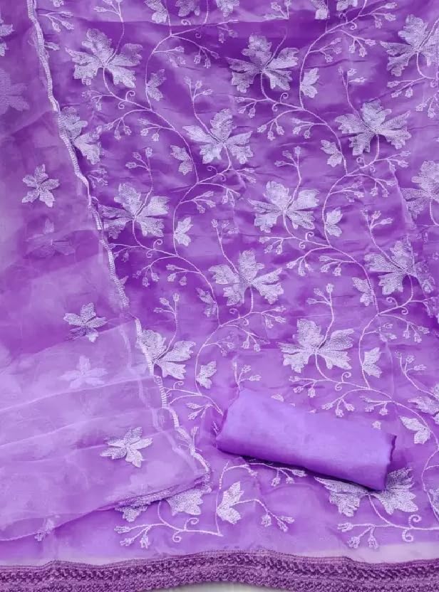 NILKANTH CREATION Women's Organza Unstitched Salwar Suit Dress Material With Dupatta (Purple) - NLKT_Organza - Image 2