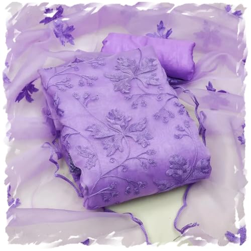 NILKANTH CREATION Women's Organza Unstitched Salwar Suit Dress Material With Dupatta (Purple) - NLKT_Organza - Image 1