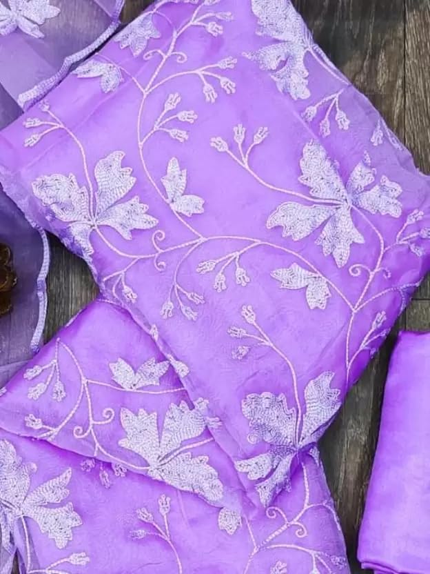 NILKANTH CREATION Women's Organza Unstitched Salwar Suit Dress Material With Dupatta (Purple) - NLKT_Organza - Image 5