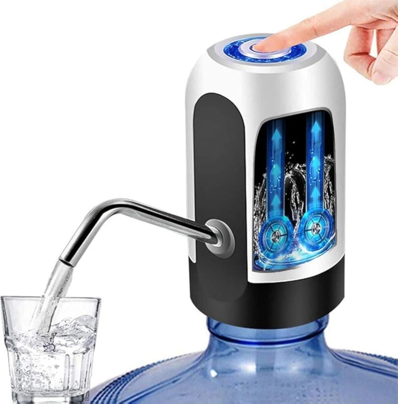 YOMYM Black Olive Automatic USB Charging Wireless Water Can Dispenser Pump for Upto 25 Litre Universal Bottle Can (Medium- Black/White)