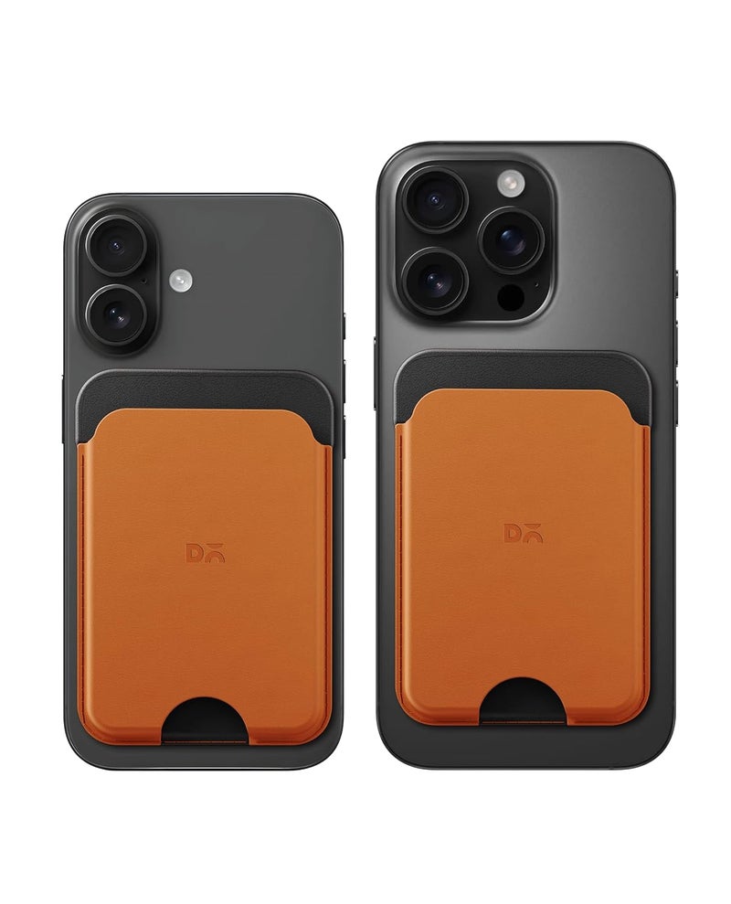 Daily Objects Leather Magnetic Wallet Card Holder | Designed for MagSafe Compatible with iPhone 16, iPhone 15, iPhone 14, iPhone 13, iPhone 12 Models | Premium Design | Full-Grain Leather - Tan-Grey - Image 5