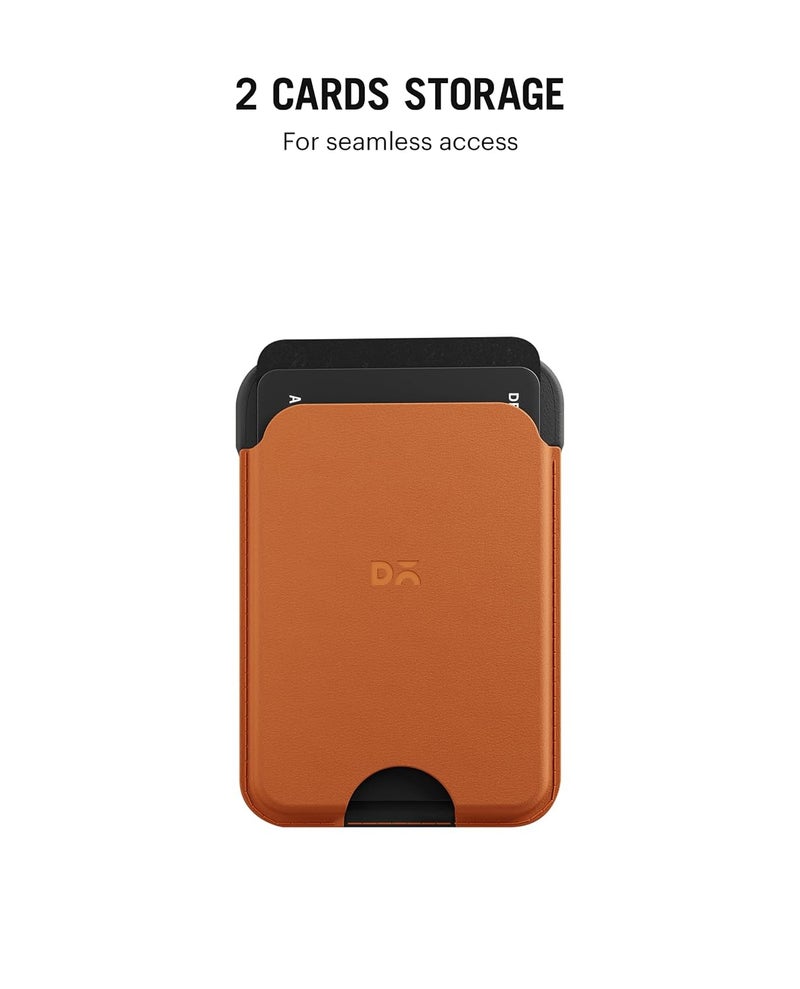 Daily Objects Leather Magnetic Wallet Card Holder | Designed for MagSafe Compatible with iPhone 16, iPhone 15, iPhone 14, iPhone 13, iPhone 12 Models | Premium Design | Full-Grain Leather - Tan-Grey - Image 3