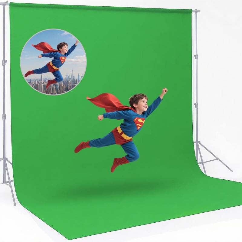 CPLIRIS 10x20ft Green Screen Backdrop for Photography, Dual-Size Dual-Pocket Design Chromakey Background for Photoshoot, Game Steaming, Zoom Meeting with Both Options of 10 ft and 20 ft in Width - Image 1