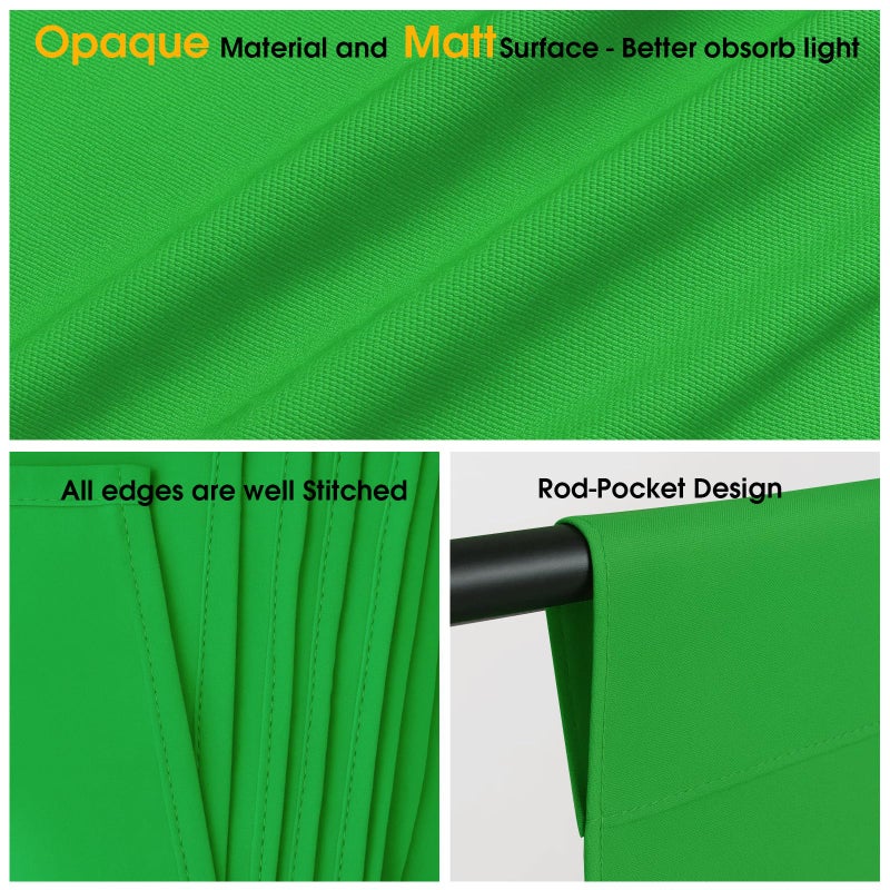 CPLIRIS 10x20ft Green Screen Backdrop for Photography, Dual-Size Dual-Pocket Design Chromakey Background for Photoshoot, Game Steaming, Zoom Meeting with Both Options of 10 ft and 20 ft in Width - Image 4