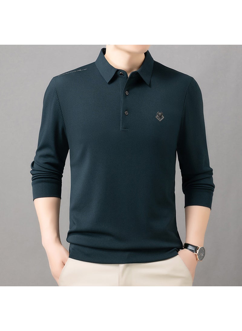 Generic - Mens Fashion Long Sleeve T-Shirt Autumn Spring Casual Collar Top Bl5621 black - Image 1