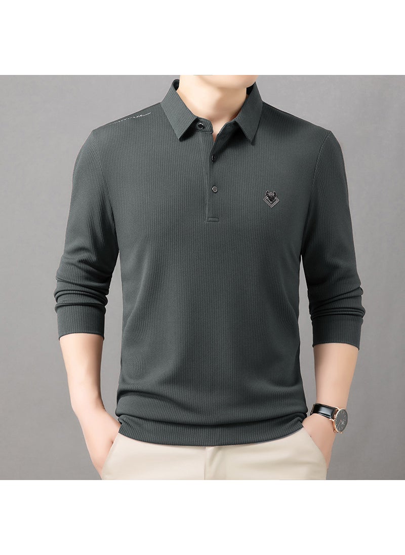 Generic - Mens Fashion Long Sleeve T-Shirt Autumn Spring Casual Collar Top Bl5621 black - Image 1