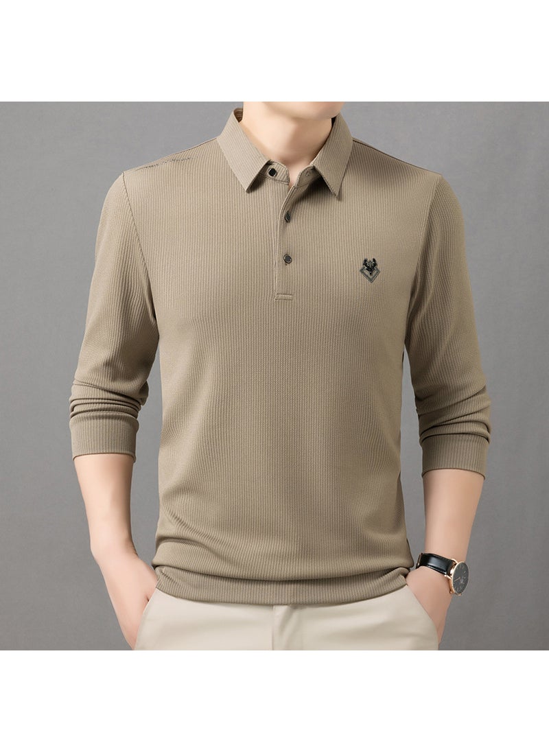 Generic - Mens Fashion Long Sleeve T-Shirt Autumn Spring Casual Collar Top Bl5621 black - Image 1