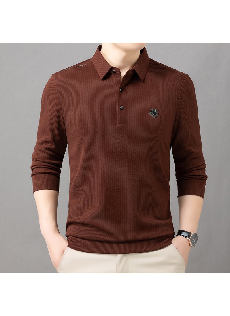 Generic - Mens Fashion Long Sleeve T-Shirt Autumn Spring Casual Collar Top Bl5621 black - Image 1