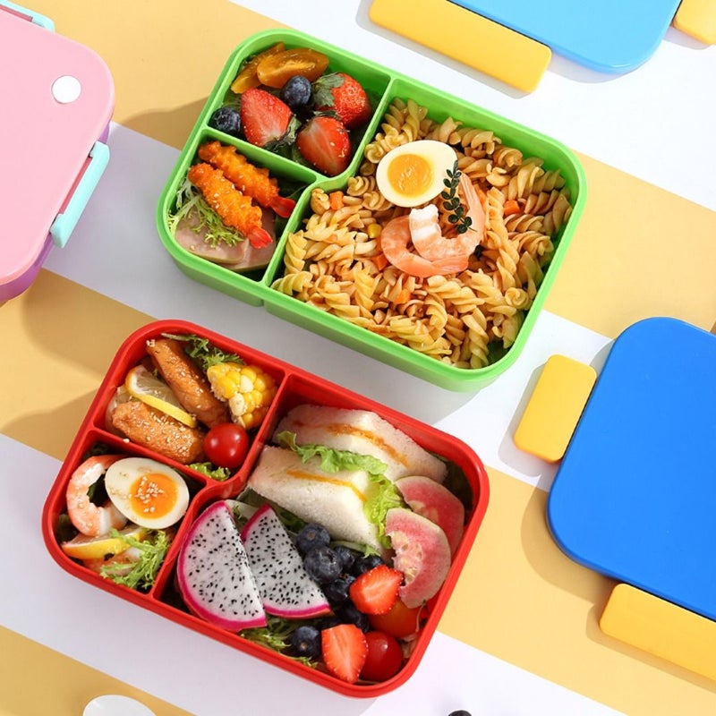 صندوق غداء مخصص بنص مخصص، برتقالي وأزرق، تصميم حاوية مزدوجة مع فاصل يفصل الطعام، صندوق وجبة خفيفة محمول للفواكه، مناسب للعودة إلى المدرسة، الحرم الجامعي، المكتب، الكافيتريا، النزهات والتخييم. - Image 4