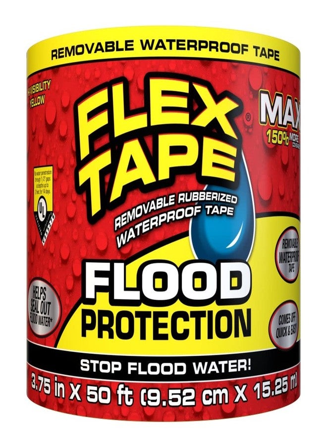 Flex Tape Flood Protection, 3.75 in x 50 ft, MAX, Waterproof Rubberized Tape, Removable, Use on Windows, Doors, Garage Doors, Casings, Thresholds, Conduits, Vents, Ducts - Image 1