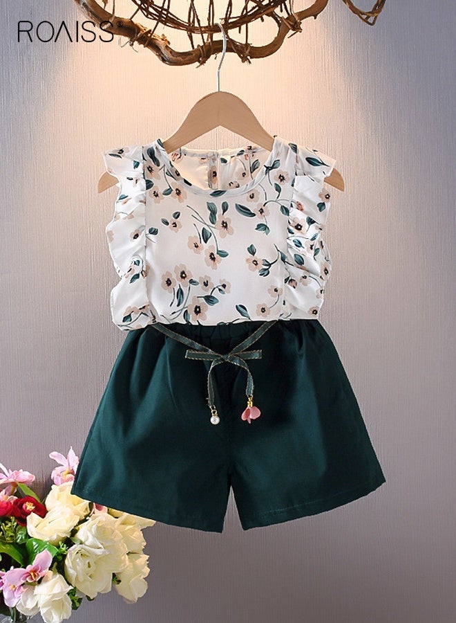 roaiss Toddler Girls Camisole and Shorts Set, Stylish Summer Outfit with Sleeveless Top and Solid Shorts, 2 Piece Comortable Clothing Set for Little Girls - Image 1