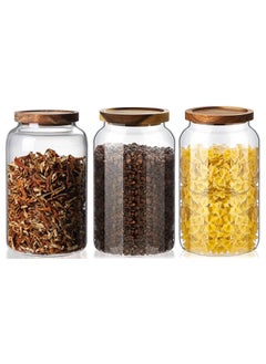 AUTOYSUR Large Glass Jar with Airtight Lid Set of 3 glass canister set, Glass Storage Containers for Food,Beans,Candy,Spice(3PC, 3000ml)  - Image 1