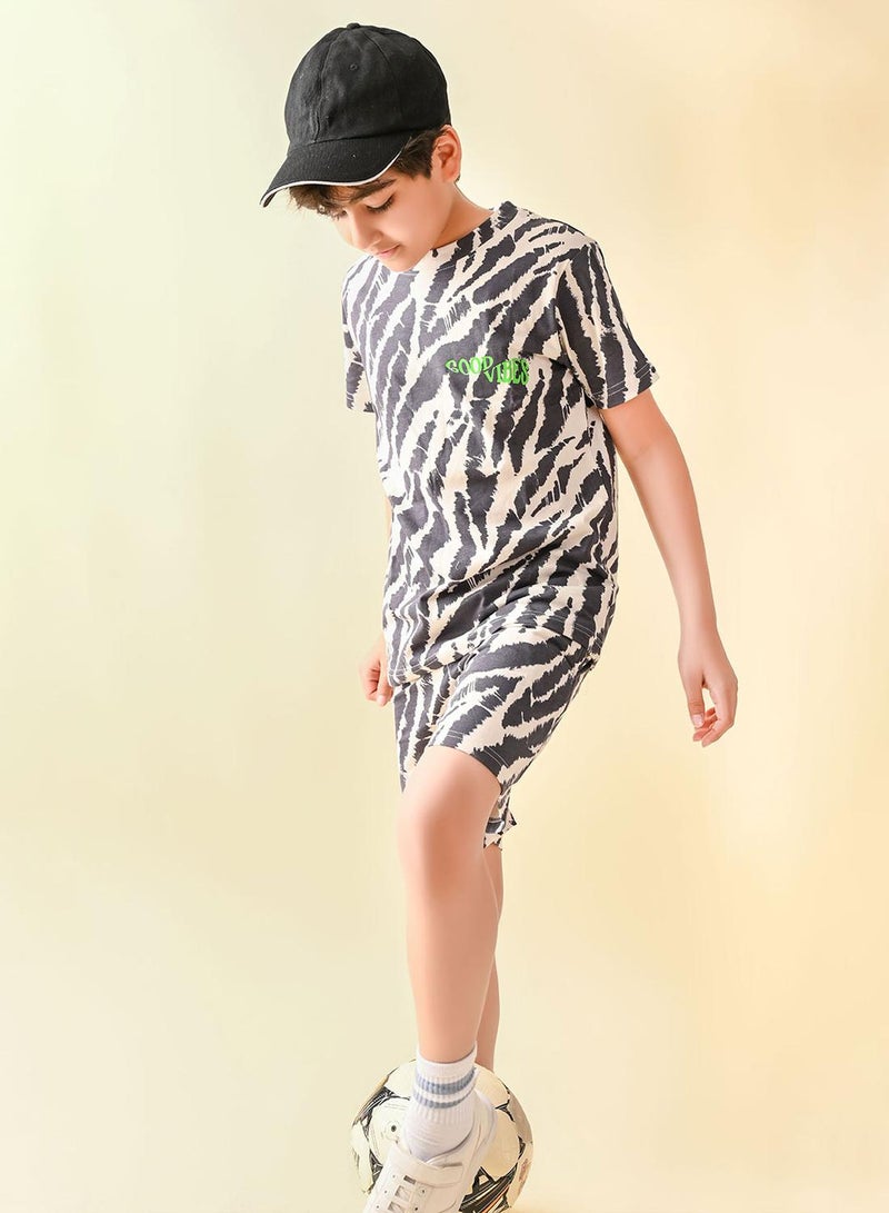 LILPICKS All Over Graphic Print T-shirt with Shorts Set  - Image 1