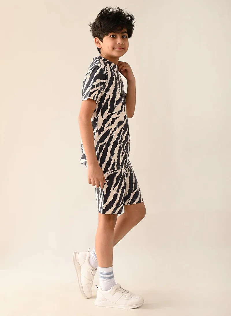 LILPICKS All Over Graphic Print T-shirt with Shorts Set