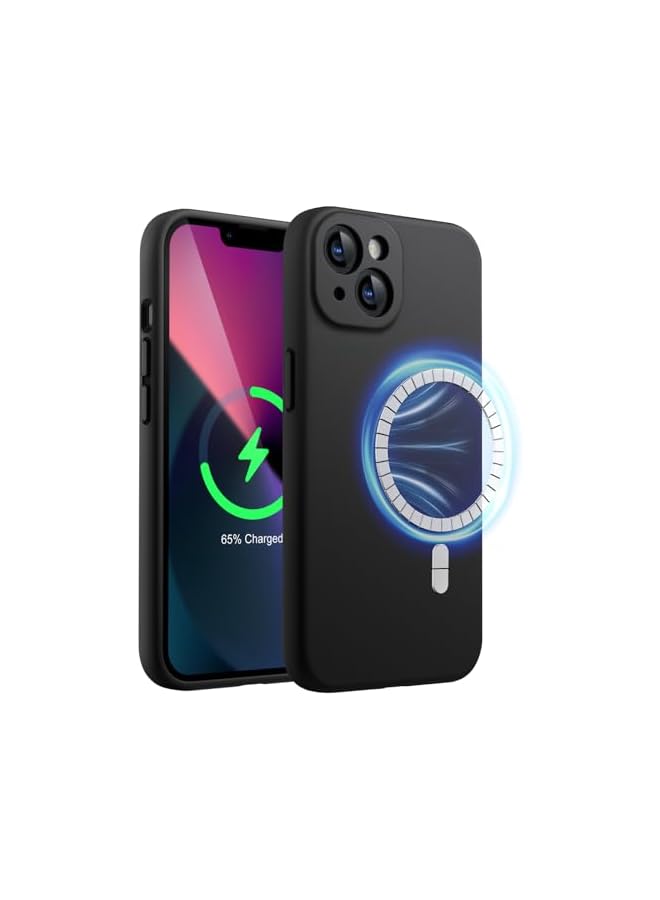 JETech Magnetic Silicone Case for iPhone 13 6.1-Inch, Compatible with MagSafe, Silky-Soft Touch Phone Cover with Camera Lens Full Protection (Black) - Image 1