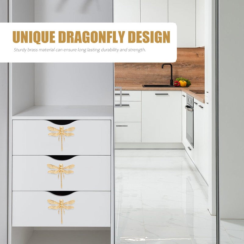 Brass Dragonfly Cabinet Pull Handle Decorative Hardware for Wardrobe and Drawer - Image 5