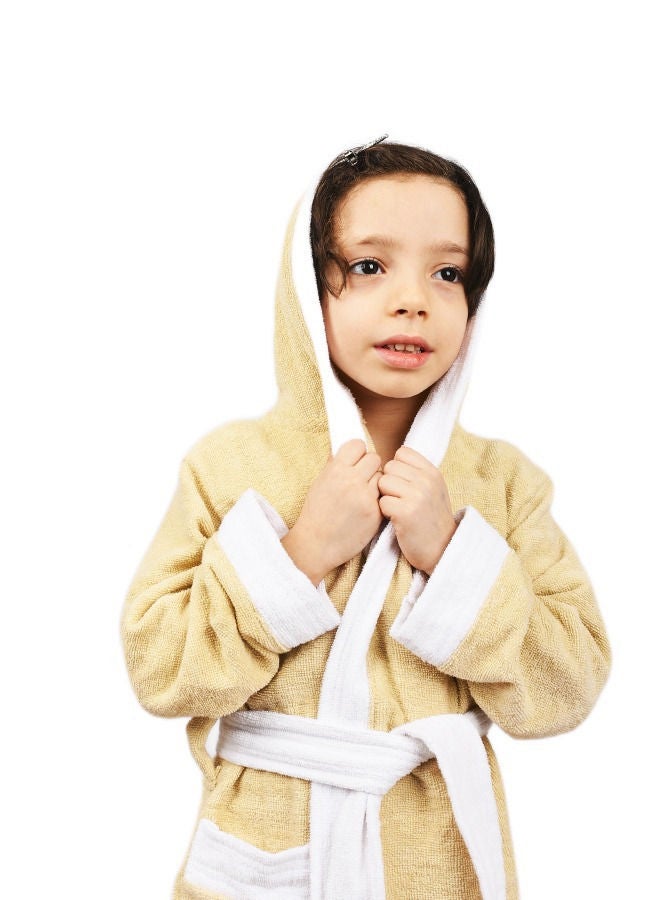 Banotex Beige white multi-size children's hooded bathrobe  - Image 2