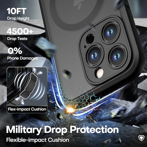 ImpactStrong Magnetic Guard Designed for iPhone 15 Pro Case [Camera Protection] [Military Grade Drop Tested] [Compatible with MagSafe] Slim Translucent Matte Phone Case (6.1") - Black - Image 4