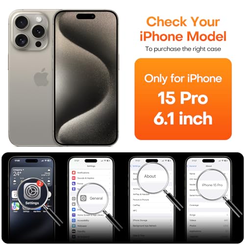 ImpactStrong Magnetic Guard Designed for iPhone 15 Pro Case [Camera Protection] [Military Grade Drop Tested] [Compatible with MagSafe] Slim Translucent Matte Phone Case (6.1") - Black - Image 2