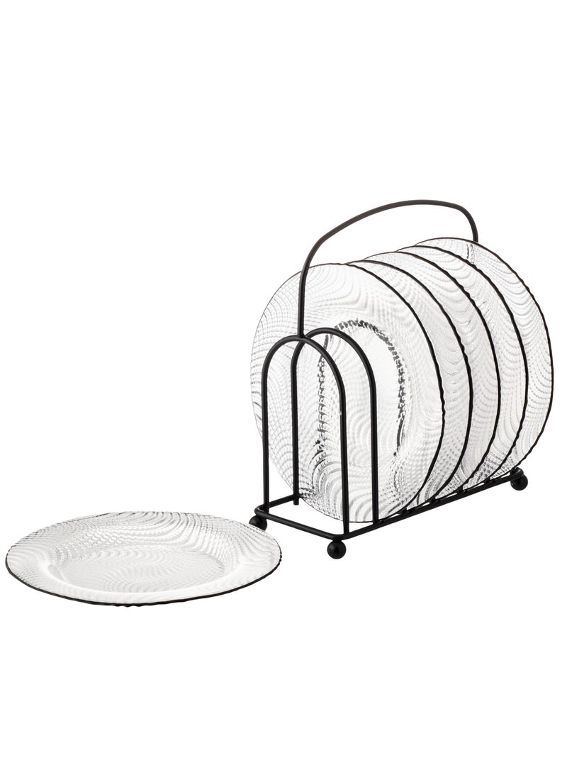 Dania A Set Of 6 Glass Dessert Plates With A Metal Stand, The Plate MulticolourRound Size Is 15Cm  - Image 2