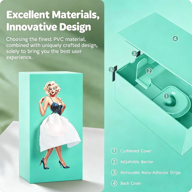 Manifish Skirt Tissue Box Holder, Charming and Cute Tissue Box Cover Rectangle Acrylic Tissue Box, Stylish Skirt Tissue Box Holder, Decorative Tissue Cover for Bathroom Toilet Bedroom Living Room Table Desk - Image 3