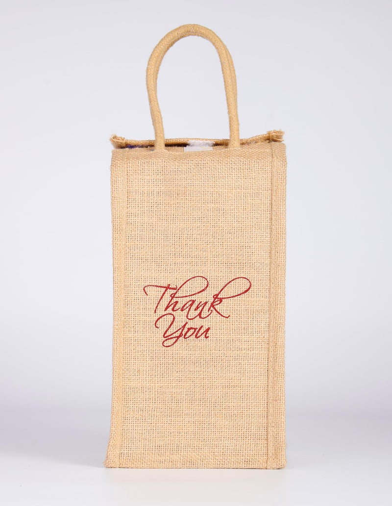 SOMAN Jute Ecofriendly Return Gift Water Bottle Bags | 2 Litre Bottle Holder – Natural Thank you printed Pack of 10 Bags - Image 4