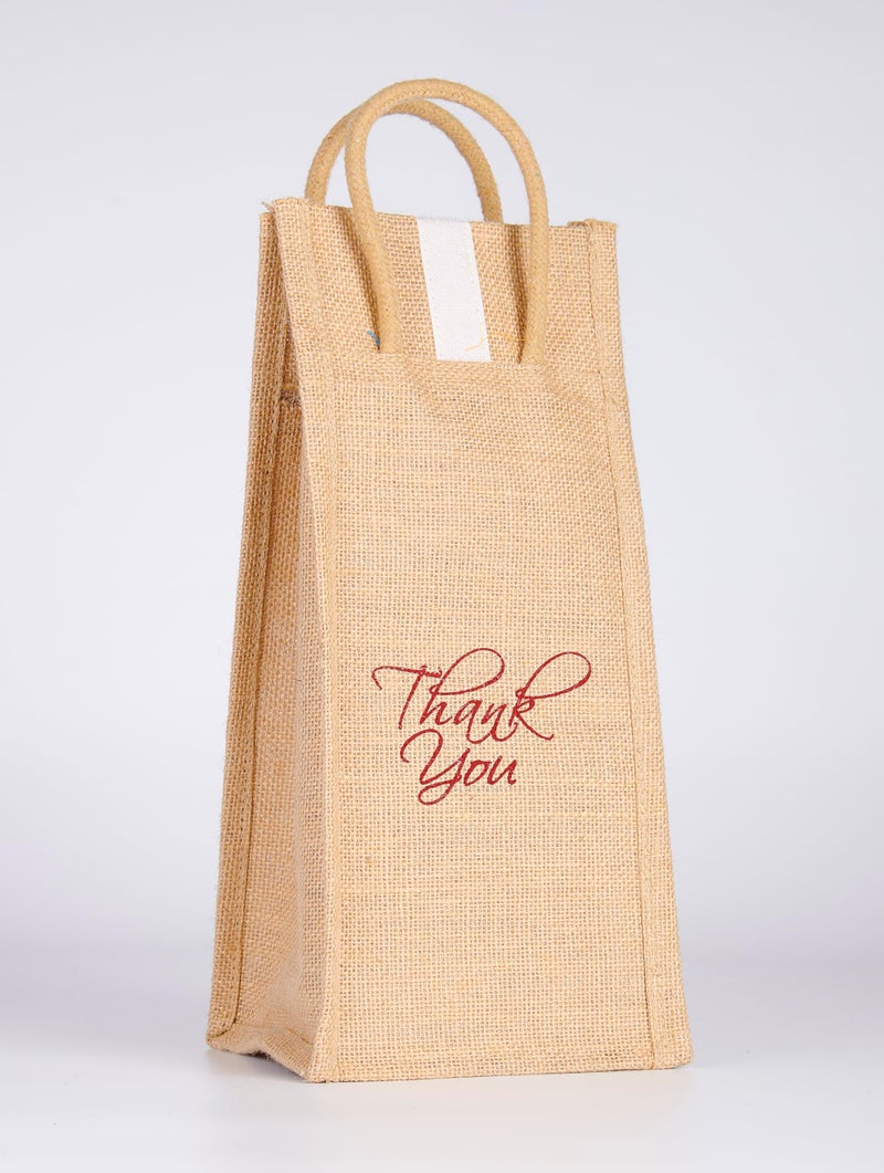 SOMAN Jute Ecofriendly Return Gift Water Bottle Bags | 2 Litre Bottle Holder – Natural Thank you printed Pack of 10 Bags - Image 3