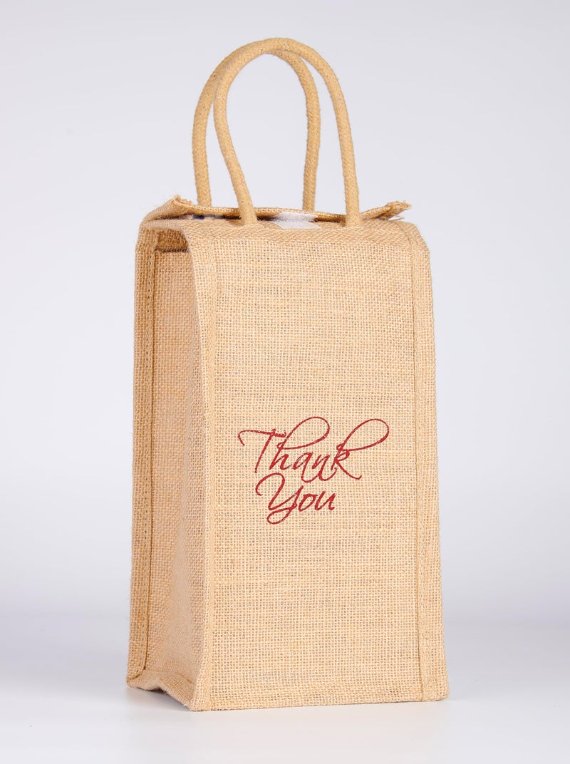 SOMAN Jute Ecofriendly Return Gift Water Bottle Bags | 2 Litre Bottle Holder – Natural Thank you printed Pack of 10 Bags - Image 5