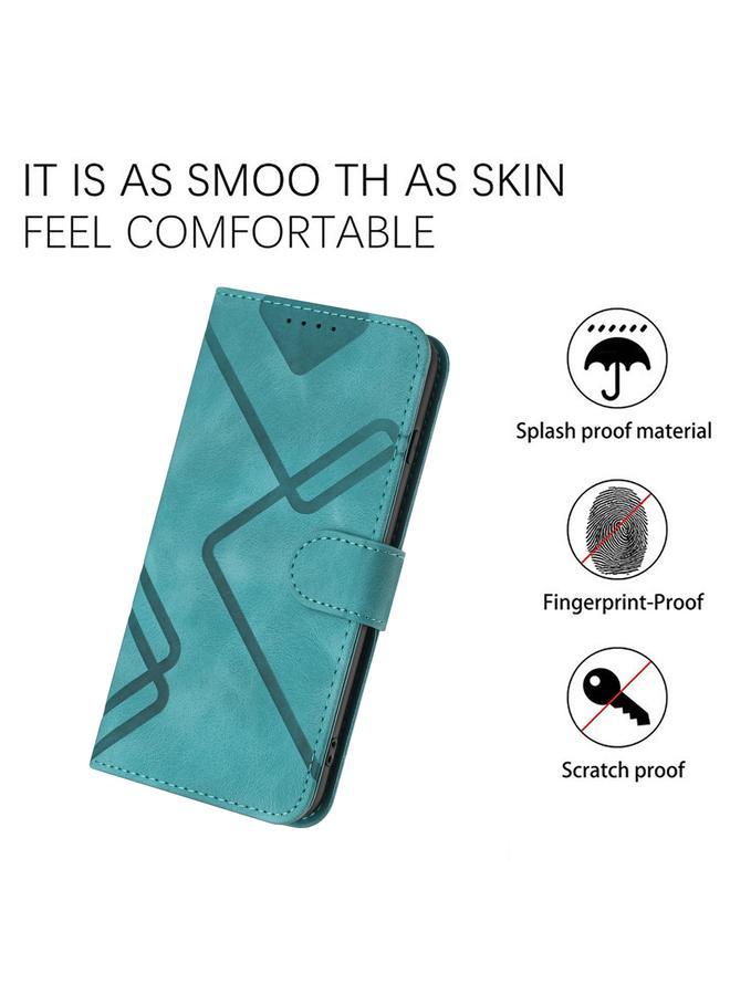 S-TOP Case For iPhone 14 Pro Line Pattern Skin Feel Leather Phone Case - Image 5