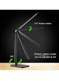 SKY-TOUCH Desk Lamp for Home Office,Touch switch, 3 levels of strong light adjustment, 5 levels of color temperature adjustment, mobile phone wireless charging,with USB Charging Port,Black,12*19*38cm  - Image 2