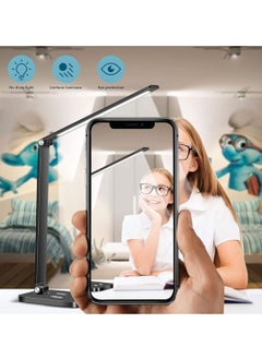 SKY-TOUCH Desk Lamp for Home Office,Touch switch, 3 levels of strong light adjustment, 5 levels of color temperature adjustment, mobile phone wireless charging,with USB Charging Port,Black,12*19*38cm  - Image 4