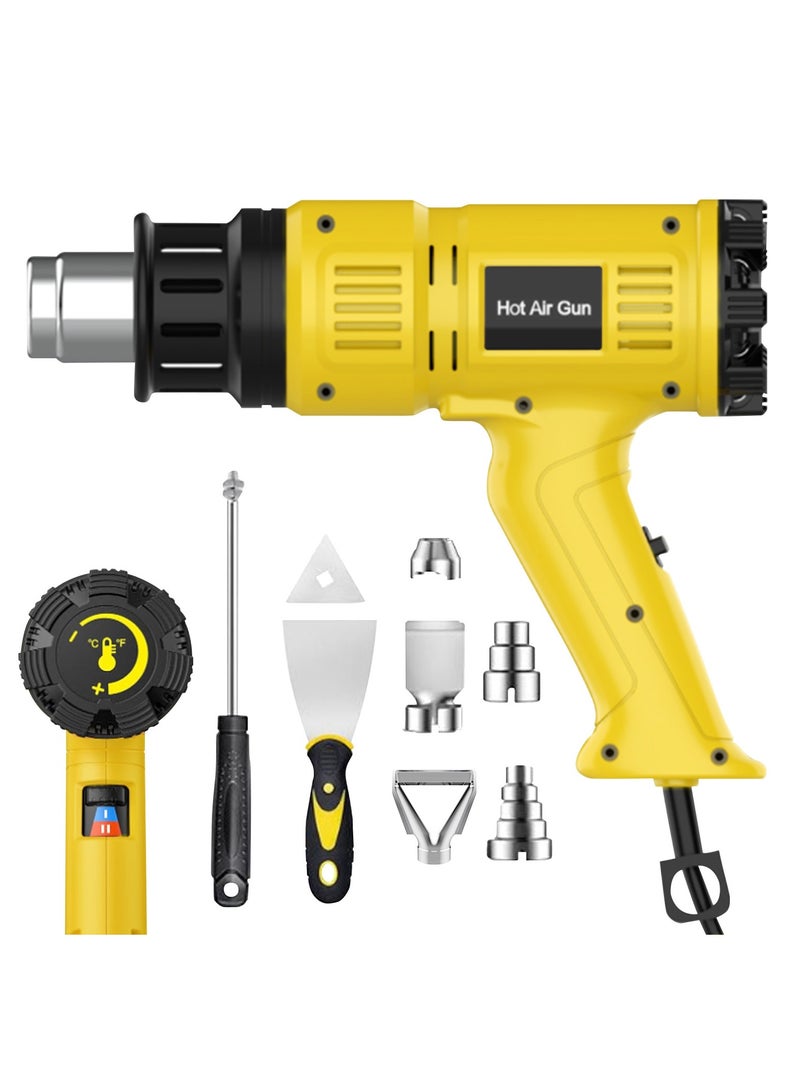 Necomi Heat Gun, 2000W Professional Hot Air Gun 60℃ -600 ℃ Variable Temperature Control, 7 Accessories for Shrink Pipe, 2-Temp Setting, Overload Protection, Fast Heating - Image 1