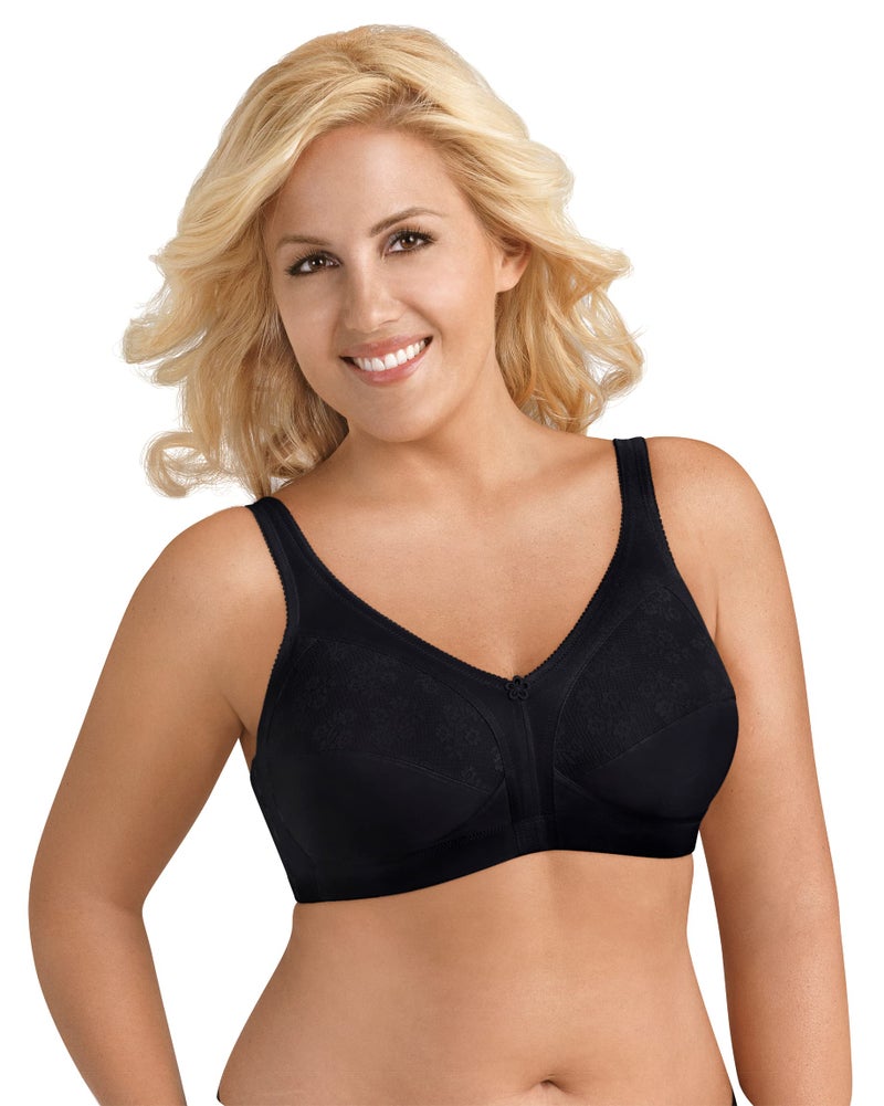 Exquisite Form Womens Intimate Apparel Side Shaping With Lace 5100548 Bra, Black, 42D US - Image 1