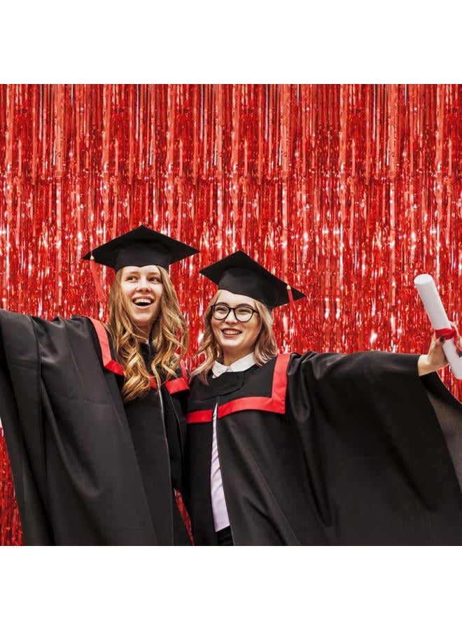 GOER 3.2 ft x 9.8 ft Metallic Tinsel Foil Fringe Curtains for Party Photo Backdrop Wedding Decor (1 Pack, Red) - Image 4