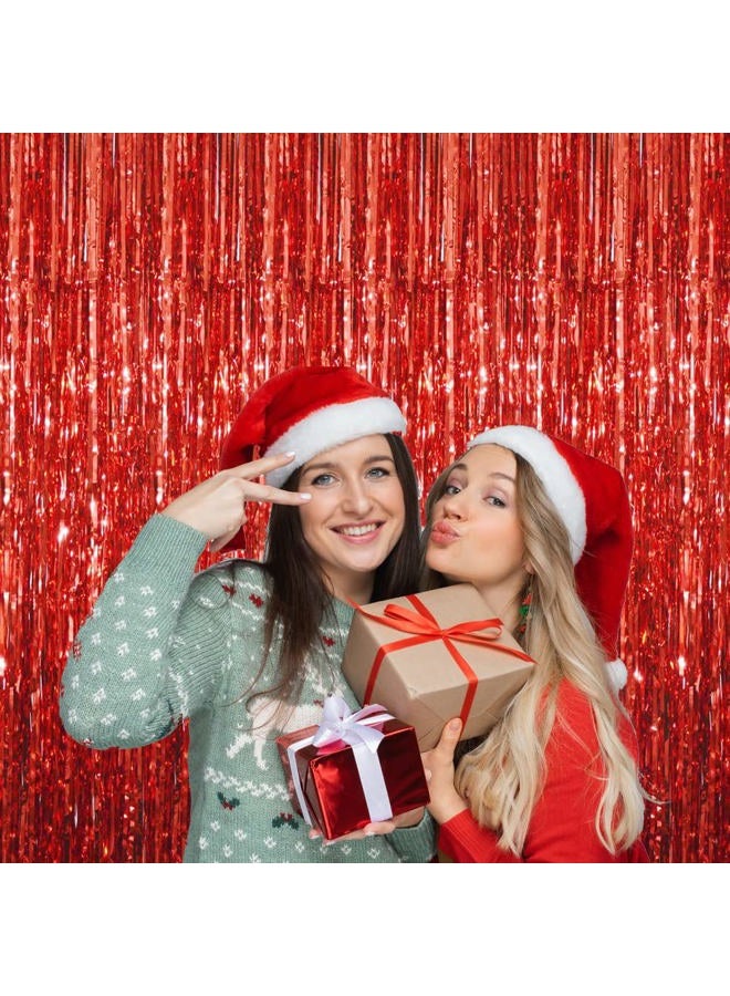 GOER 3.2 ft x 9.8 ft Metallic Tinsel Foil Fringe Curtains for Party Photo Backdrop Wedding Decor (1 Pack, Red) - Image 5