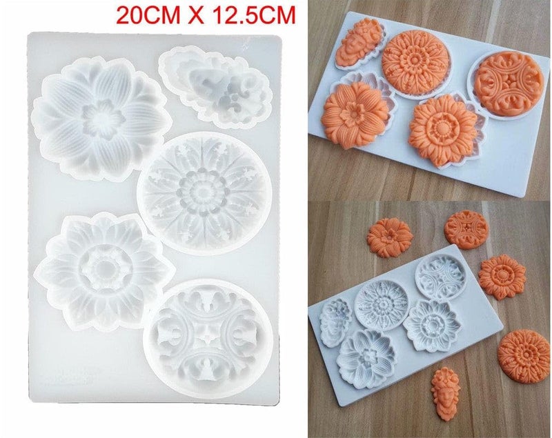 Ditya Crafts Vintage Flower Silicone Mold for Resin Clay Cake Brooch Making - Image 3