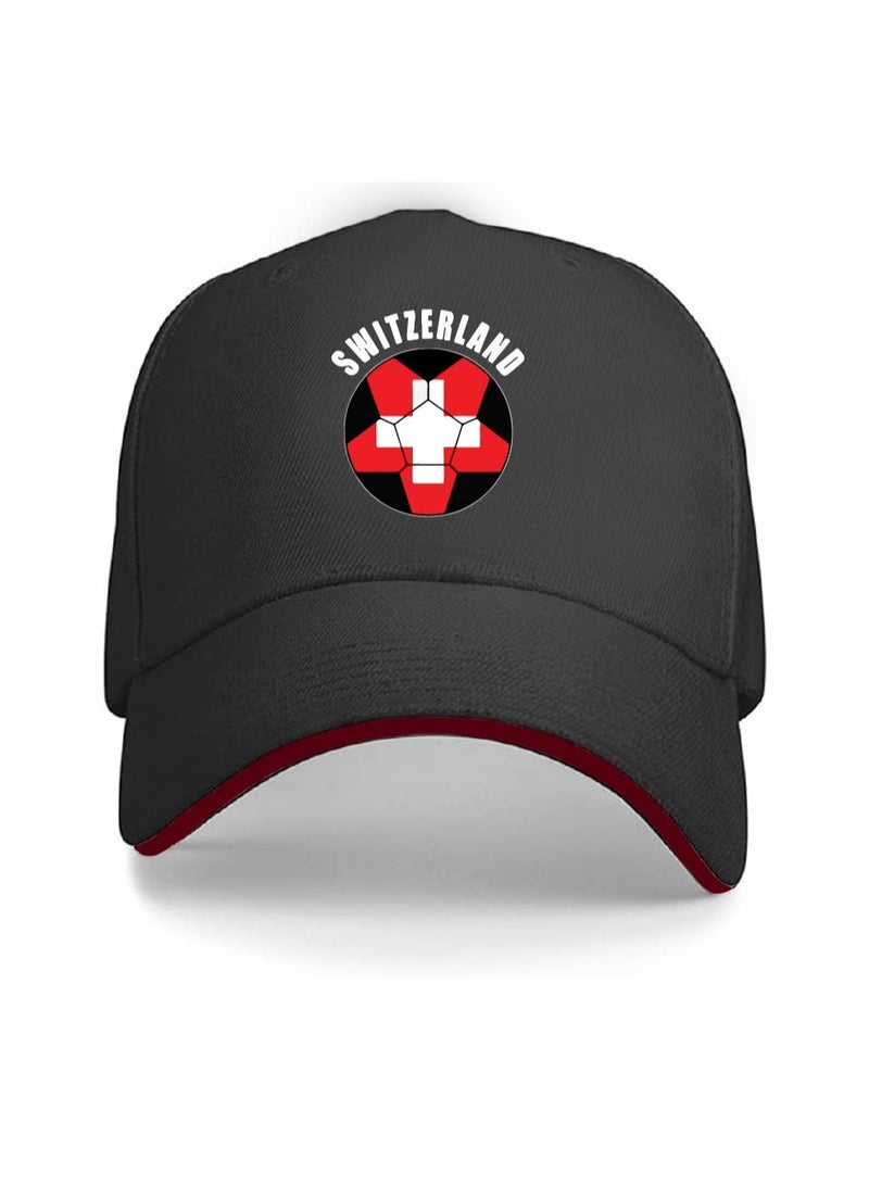 PRINTSHOP4ME Switzerland Unisex Adult Football Cap for Both Men and Women With Metal Adjustable Buckle Closure - Perfect for Football Fans, Match Days, Outdoor Activities, and Everyday Wear - Image 1
