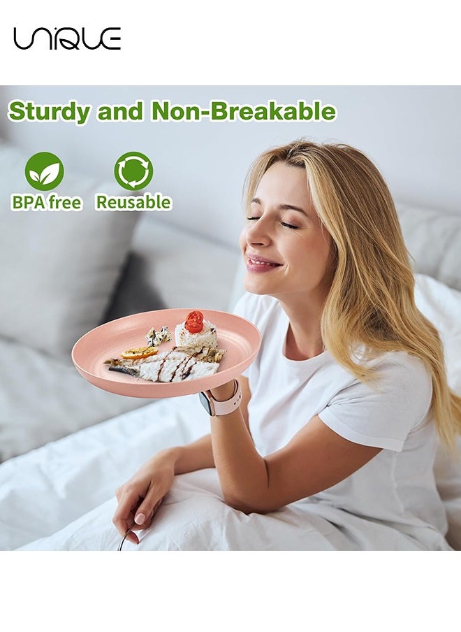 Unique - 4 Pcs 5.9 Inch Unbreakable Wheat Straw Plates - Reusable Plate Set - Dishwasher & Microwave Safe - Dinner Dishes Lightweight Plates Salad Kids Adult Plate for Kitchen Camping - BPA Free - Image 1