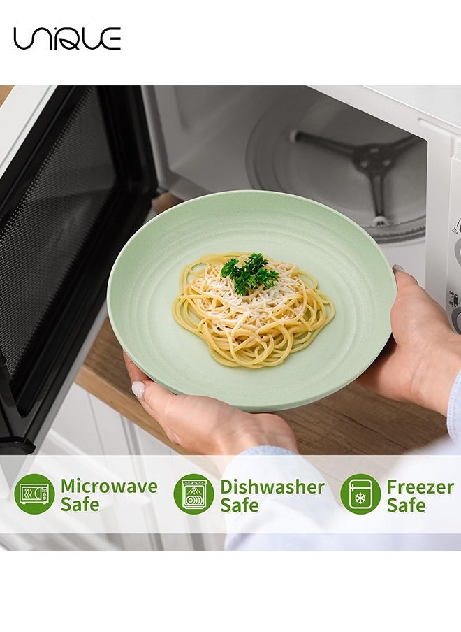 Unique - 4 Pcs 5.9 Inch Unbreakable Wheat Straw Plates - Reusable Plate Set - Dishwasher & Microwave Safe - Dinner Dishes Lightweight Plates Salad Kids Adult Plate for Kitchen Camping - BPA Free - Image 1
