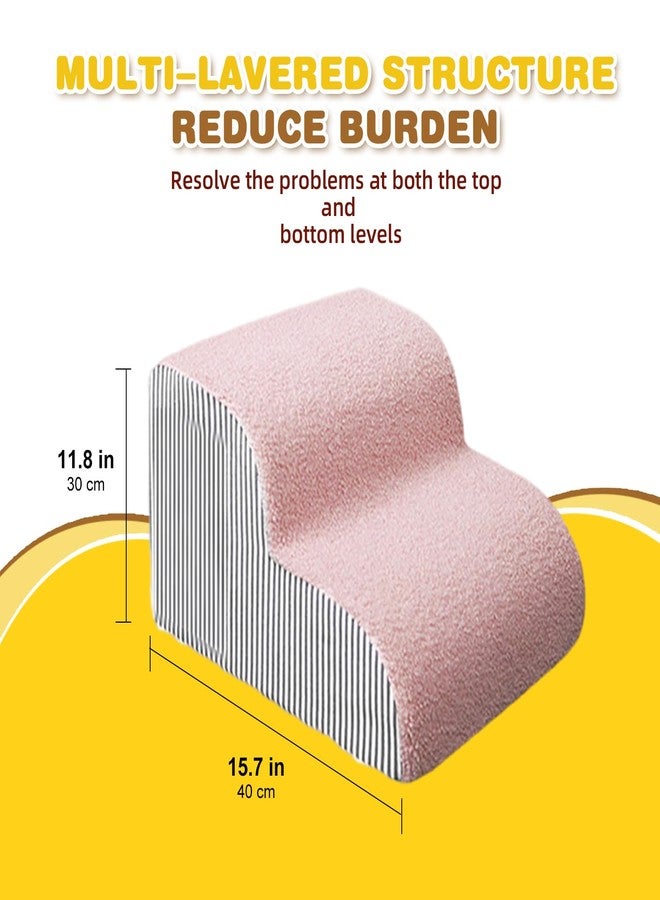 نيزو سلم سهل الصعود للحيوانات الأليفة الصغيرة، مناسب للأسرة المرتفعة، غطاء قابل للإزالة والغسل، سلم من الإسفنج عالي الكثافة للكلاب الصغيرة والقطط الكبيرة في السن والحيوانات الأليفة الأخرى للصعود والنزول من الأريكة أو السرير بسهولة (خطوتان) - Image 2