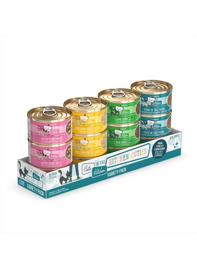 Weruva Cats in The Kitchen, Kitchen Cuties Variety Pack, Wet Cat Food, 3.2oz Can (Pack of 12) - Image 1