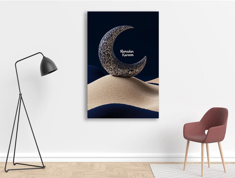 Al Raied ARS® Ramadan Kareem Printed Canvas Wall Art – Elegant Islamic Home Decor with Frame, 60 × 90 cm, 1 Piece - Image 2