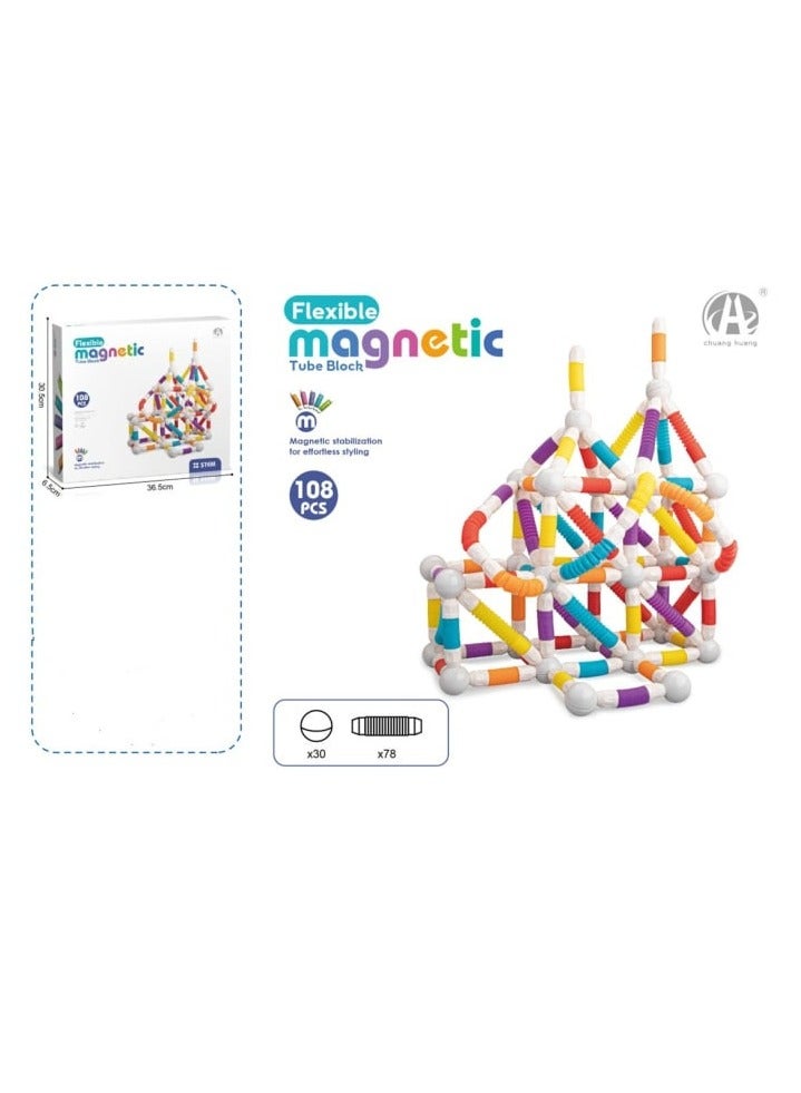 Magnetic Flexible Magnetic Tube Block 108-Pcs CH1456 - Image 1