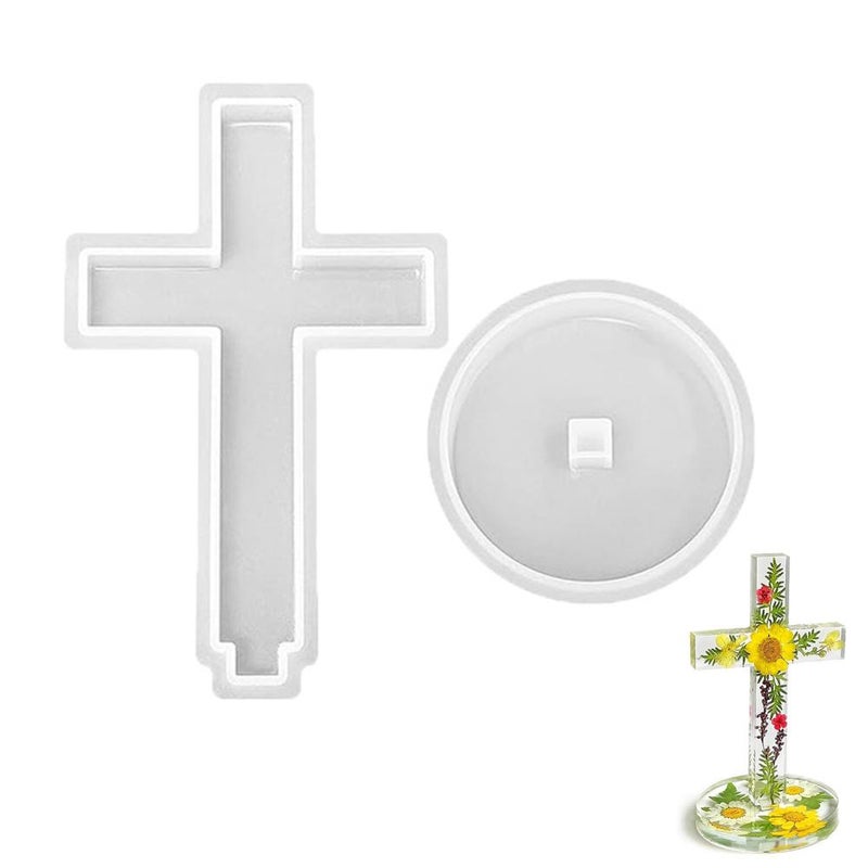 DIY Easter Crystal Epoxy Church Decoration Desktop Ornament Standing Cross Silicone Mold - New Model - Image 1