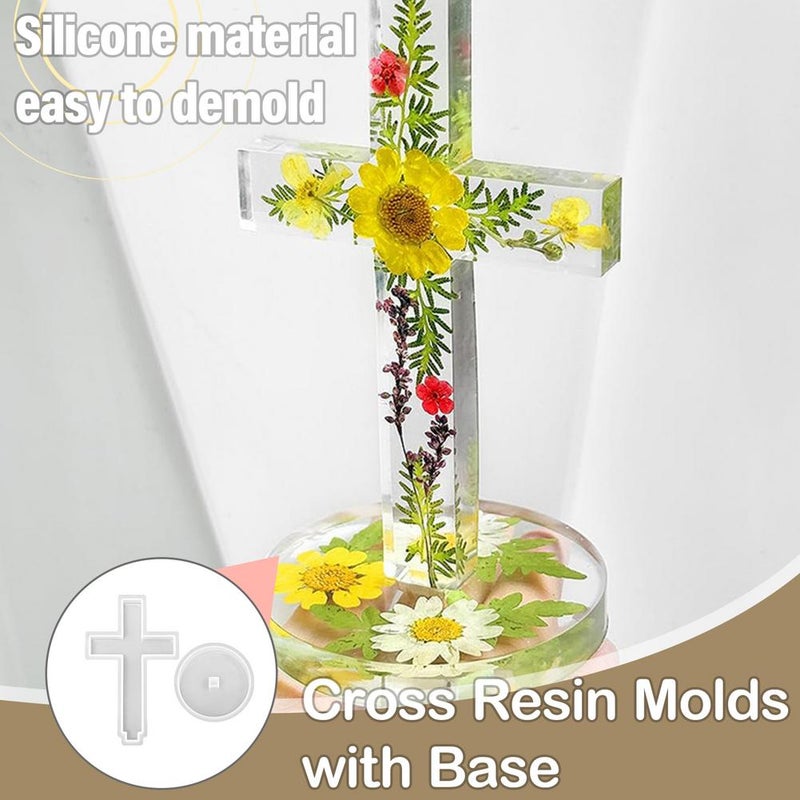 DIY Easter Crystal Epoxy Church Decoration Desktop Ornament Standing Cross Silicone Mold - New Model - Image 3