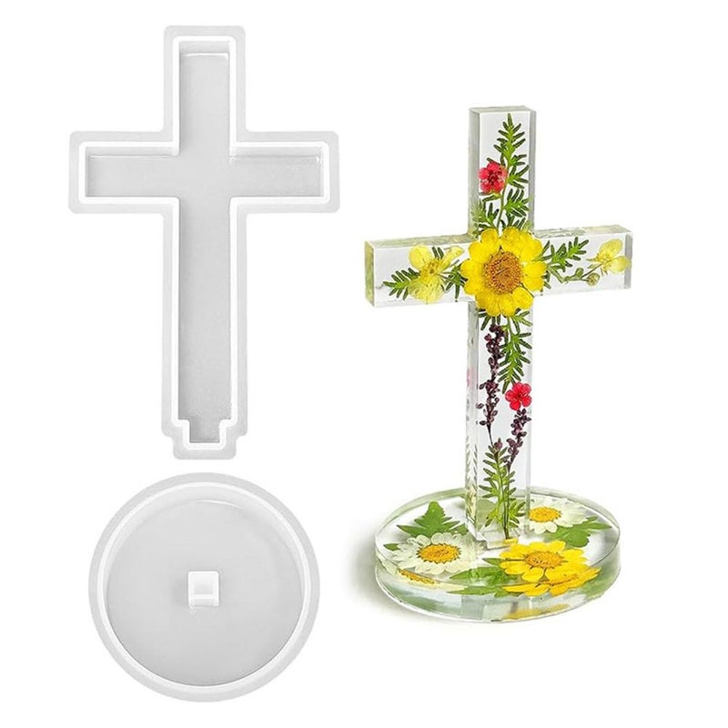 DIY Easter Crystal Epoxy Church Decoration Desktop Ornament Standing Cross Silicone Mold - New Model - Image 5