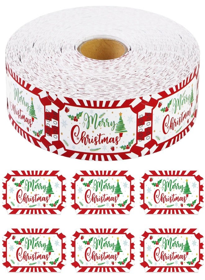 ABURRORI 1000 Pcs Merry Christmas Drink Ticket Single Raffle Tickets Roll Christmas Tree Free Meal Drink Ticket for Events Carnival Merry Xmas Themed Parties Leisure Reward - Image 1